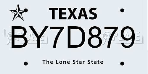 BY7D879 Texas License Plate