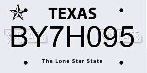 BY7H095 Texas License Plate