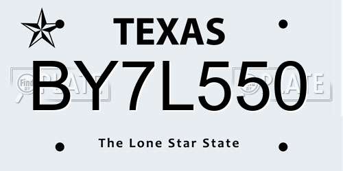 BY7L550 Texas License Plate