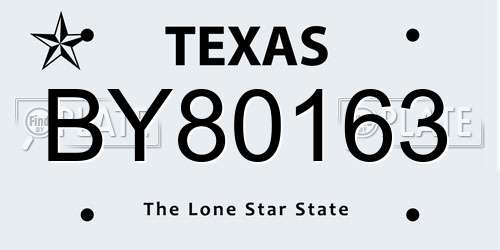 BY80163 Texas License Plate