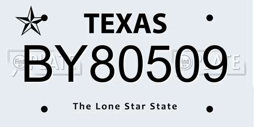 BY80509 Texas License Plate