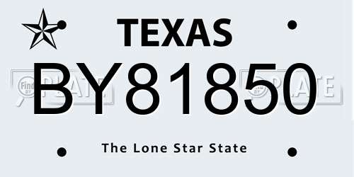 BY81850 Texas License Plate
