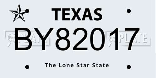 BY82017 Texas License Plate