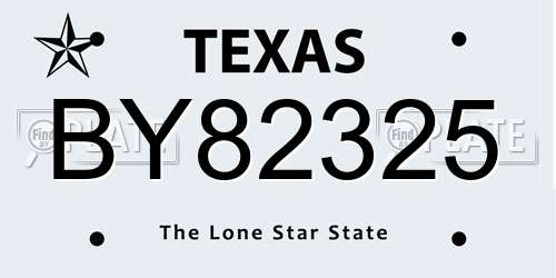BY82325 Texas License Plate