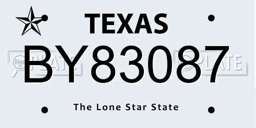 BY83087 Texas License Plate