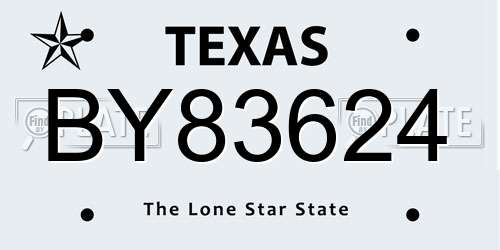 BY83624 Texas License Plate