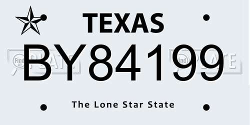 BY84199 Texas License Plate