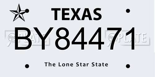 BY84471 Texas License Plate