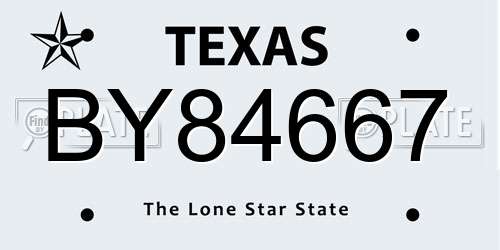BY84667 Texas License Plate