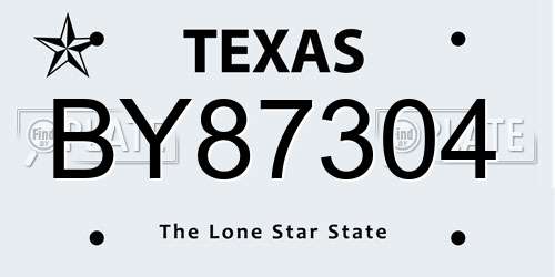 BY87304 Texas License Plate