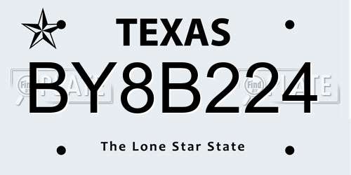 BY8B224 Texas License Plate