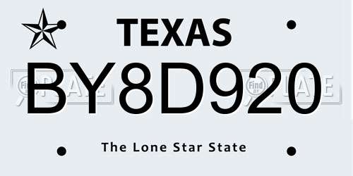 BY8D920 Texas License Plate