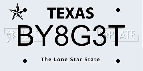 BY8G3T Texas License Plate