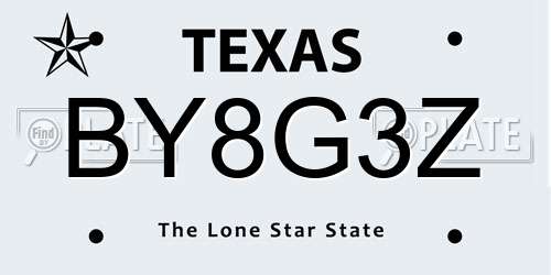 BY8G3Z Texas License Plate