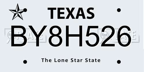 BY8H526 Texas License Plate