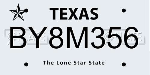BY8M356 Texas License Plate