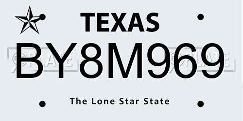 BY8M969 Texas License Plate
