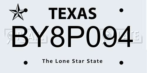 BY8P094 Texas License Plate