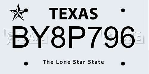 BY8P796 Texas License Plate