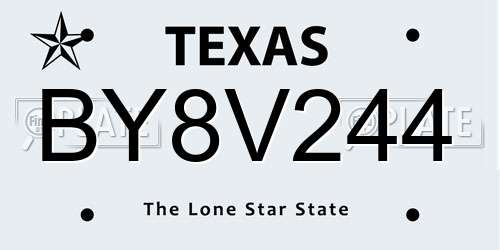 BY8V244 Texas License Plate