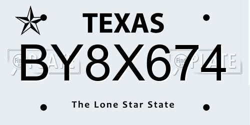 BY8X674 Texas License Plate