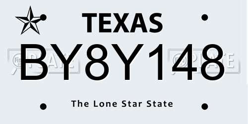 BY8Y148 Texas License Plate