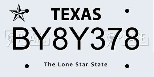 BY8Y378 Texas License Plate