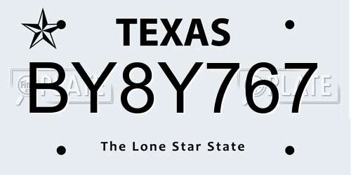 BY8Y767 Texas License Plate