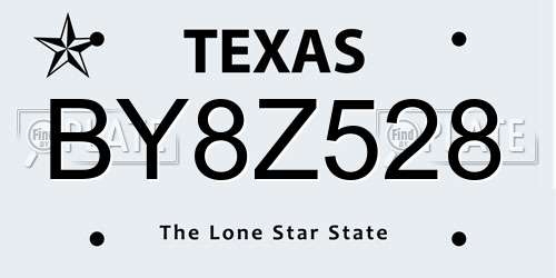BY8Z528 Texas License Plate