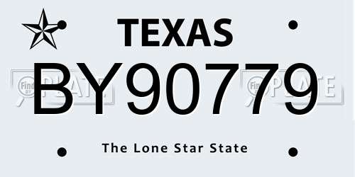 BY90779 Texas License Plate