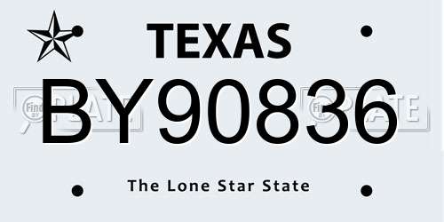 BY90836 Texas License Plate