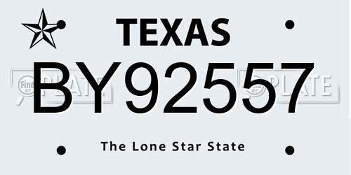 BY92557 Texas License Plate