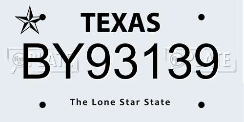 BY93139 Texas License Plate