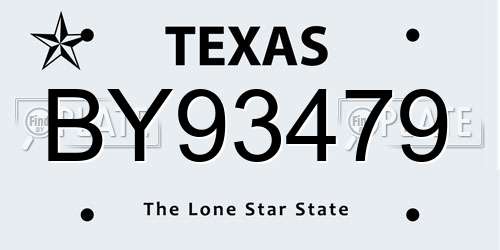 BY93479 Texas License Plate