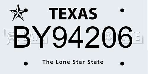 BY94206 Texas License Plate