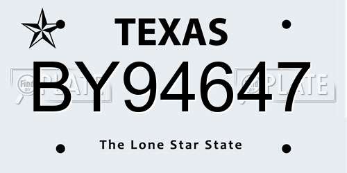 BY94647 Texas License Plate