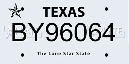 BY96064 Texas License Plate