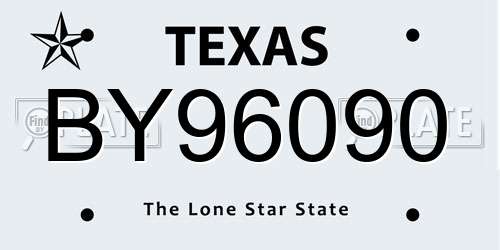BY96090 Texas License Plate