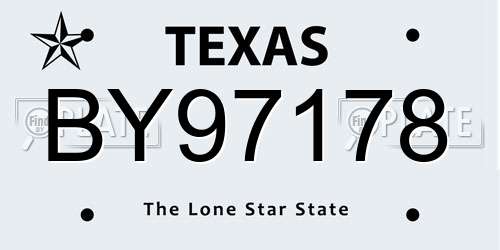 BY97178 Texas License Plate