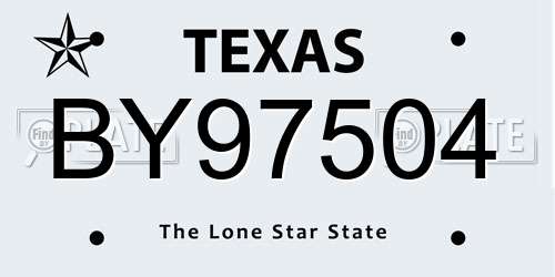BY97504 Texas License Plate
