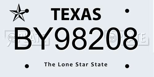 BY98208 Texas License Plate