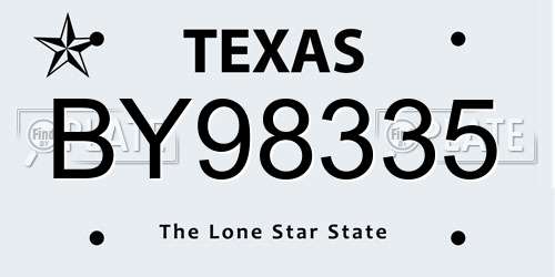 BY98335 Texas License Plate