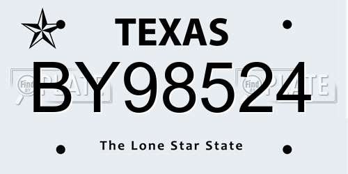 BY98524 Texas License Plate