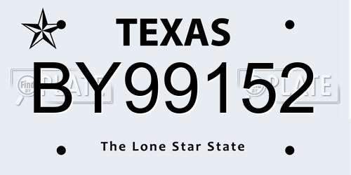BY99152 Texas License Plate