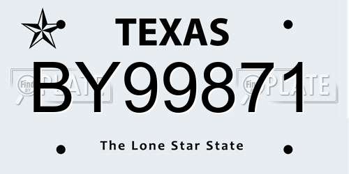 BY99871 Texas License Plate