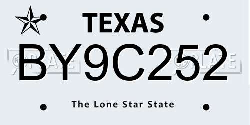 BY9C252 Texas License Plate