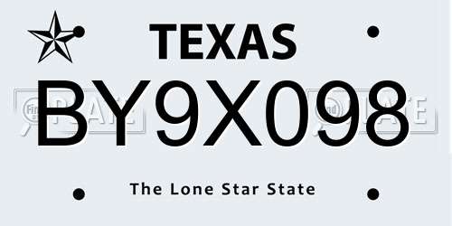 BY9X098 Texas License Plate