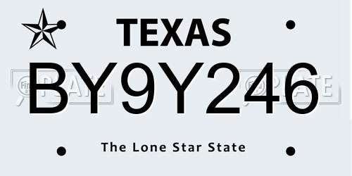 BY9Y246 Texas License Plate