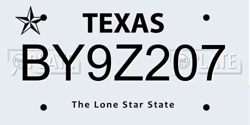 BY9Z207 Texas License Plate