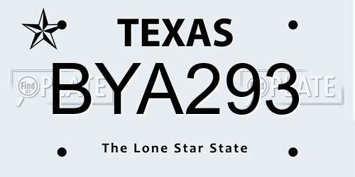 BYA293 Texas License Plate
